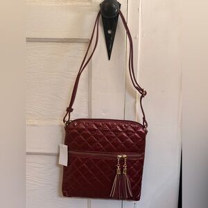 Quilted Burgundy Crossbody Bag
